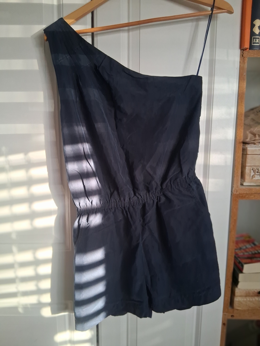 Banana Republic Navy One-Shoulder Romper